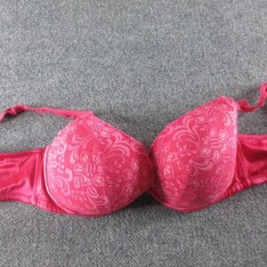 Cacique Push Up Bra Womens 44D Pink Lace Underwire Padded Lined Everyday